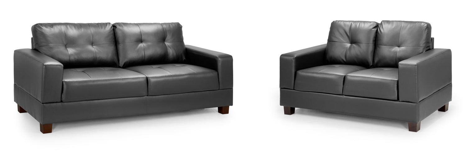 Jerry 3+2 Seater Sofa Set: Black Leather