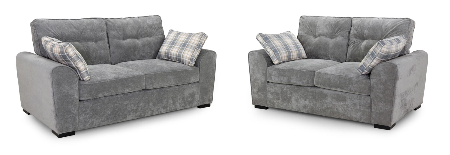 Maxwell 3+2 Seater Sofa Set: Grey Fabric